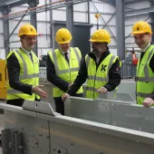 Steve Baker MP, Minister of State for Northern Ireland (far left), toured the Kiverco factory with members of the senior management team