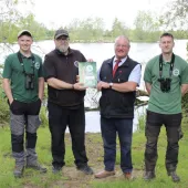 L–R: Matt Byrne, assistant ranger, CLT; Ben Welbourn, conservation and estates director, CLT; Peter Andrew, group director, Hills Quarry Products; and Joe Fell, ranger, CLT