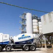 The fully electric ready-mix concrete vehicle at Raisby Quarry
