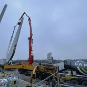 The rolling bascule Gullwing Bridge under construction in Lowestoft