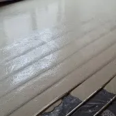 Thin layer of Cemfloor placed over an underfloor heating system