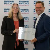 Tina Greenhill, business improvement director at Jet Plant, collects the prestigious Investors in People Award 