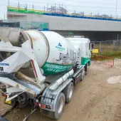 Electric truckmixer at Chattle Hill for the 1 million cubic metres concrete pour milestone