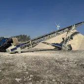 A Masaba self-contained hydraulic radial stacking conveyor