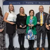 L-R: Hannah Higley, future careers manager, Minerals Matter; Linzi McDade, Breedon Group; Steph Kendrick, Aggregate Industries; Ethel Diamond, Heidelberg Materials UK; Ian Cross, Minerals Matter ambassador; Lisa Saunders, Minerals Matter consultant