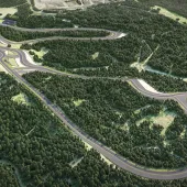 Computer-generated image of Black Rock Motor Resort’s 5.4km high-speed circuit