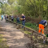 Volunteers from Aggregate Industries hard at work at Codnor Park Reservoir