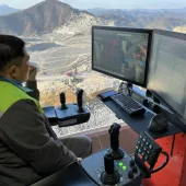The AutoMine Control Room solution enables full control of the Pantera DP1100i drill rig from a remote control room, eliminating operator exposure to hazardous environments