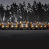 The seven new-generation Volvo articulated haulers