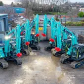 Some of the new Kobelco excavators M&J Evans have invested in from dealers Molson Group 