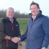 L-R: Peter Andrew, development consultant for Hills Quarry Products; and Adam Pratt, development director with Urban&Civic, celebrate signing the lease agreement for the airfield site