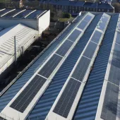 Part of the new solar PV system at Komatsu UK’s Birtley facility