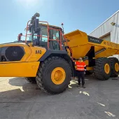 Huw Richards, group chief operating officer, with one of Walters’ new Volvo A40 articulated haulers