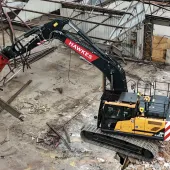 Hawkes Demolition’s new Hyundai HX220AL excavator in operation