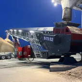 Mibau Stema UK’s new Telestack TS52 radial telescopic stockpiling conveyor