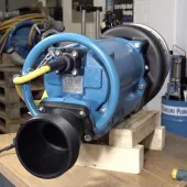 A powerful Tsurumi KTZ pump being prepared for use by the manufacturer