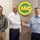 L-R: Janis Lombard and Willem Pieterse from MMD with Neil McIlwaine from MAGNA