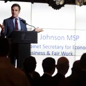 Daniel Johnson MSP, Shadow Cabinet Secretary for Economy, Business and Fair Work, speaking at the launch of ‘The Economic Contribution of Primary Aggregates in Scotland’ report. Photo: David Cheskin