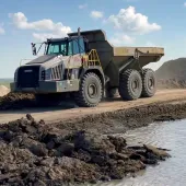 A Rokbak RA40 hauling excess material at Edberg pit in Alberta, Canada