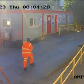 Screenshot of CCTV footage seconds before the collision. The vehicle involved is reversing in from the left-hand side of the image