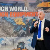 Howard Dale, president of LiuGong Europe, speaking at the Guangxi Golden Silkball Friendship Award ceremony 