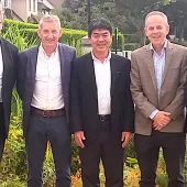 L–R: Tito Baldan, senior general manager of European distribution management, Komatsu Europe International; Tim Shanahan, managing director of McHale Plant Sales; Tadashi Maeda, managing director and chief executive officer of Komatsu Europe International; Michael McHale, chairman of McHale Plant Sales; and Göksel Güner, chief operating officer of Komatsu Europe International