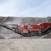 Breedon’s new Finlay J-1480 jaw crusher, supplied by Molson Finlay, in action at Daviot Quarry