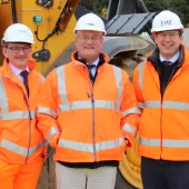 L-R: Michael Woodward, production director at Day Aggregates; Peter Andrew, group director at Hills Quarry Products; and Jonathan Day, merchant sales director at Day Aggregates