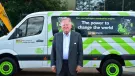 JCB chairman Anthony Bamford, who is leading the company’s £100 million hydrogen engine project, with the hydrogen-powered Mercedes Sprinter van