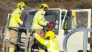 Hampshire and Isle of Wight Fire and Rescue Service practising cutting techniques at WBM’s St George’s Down headquarters
