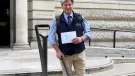 Mike Phillips, CEO of the BAA, delivering a letter to HM Treasury, urging a re-evaluation of the Government’s proposed reforms to Landfill Tax 
