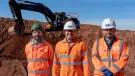 L–R: Anthony Allday, quarry manager; Sam Duggan, SMT site solutions business manager; and James Smith, SMT aftermarket business analyst